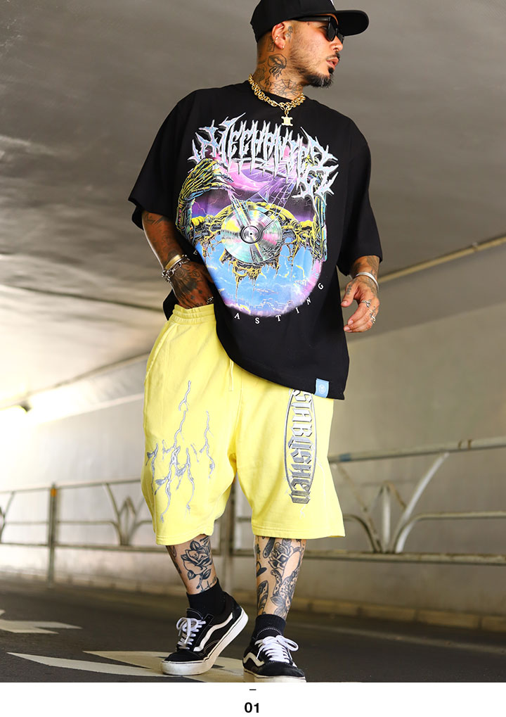 LIVE MECHANICS 上下セット 半袖 ブランド Tシャツ ハーフパンツ 