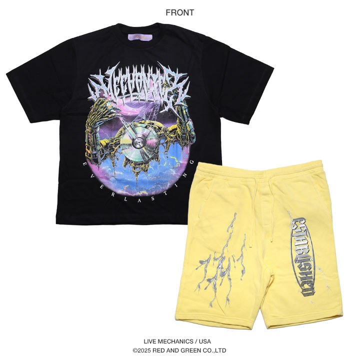 LIVE MECHANICS 上下セット 半袖 ブランド Tシャツ ハーフパンツ