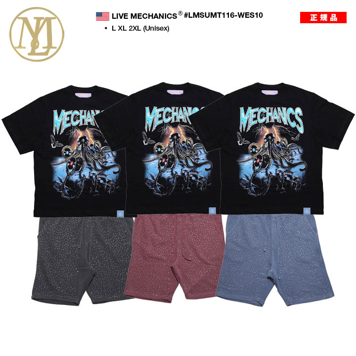 LIVE MECHANICS 上下セット 半袖 ブランド Tシャツ ハーフパンツ