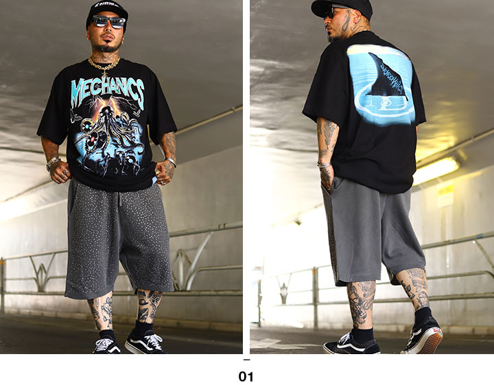 LIVE MECHANICS 上下セット 半袖 ブランド Tシャツ ハーフパンツ