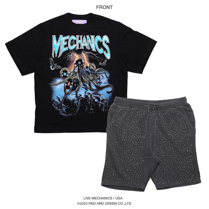 LIVE MECHANICS 上下セット 半袖 ブランド Tシャツ ハーフパンツ