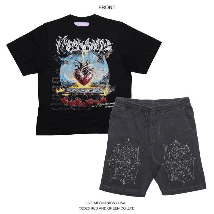 LIVE MECHANICS 上下セット 半袖 ブランド Tシャツ ハーフパンツ