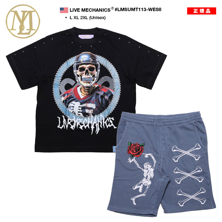 LIVE MECHANICS 上下セット 半袖 ブランド Tシャツ ハーフパンツ