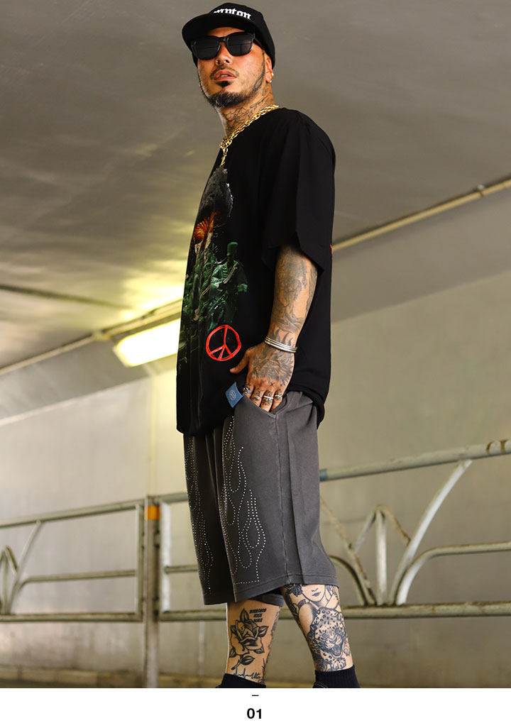 LIVE MECHANICS 上下セット 半袖 ブランド Tシャツ ハーフパンツ