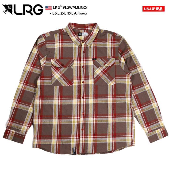 LRG 長袖シャツ メンズ 茶色 大きいサイズ エルアールジー チェック