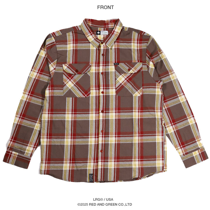 LRG 長袖シャツ メンズ 茶色 大きいサイズ エルアールジー チェック