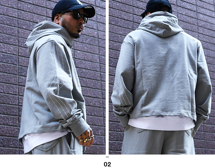 LIVE MECHANICS パーカー ショート丈 ブランド フーディ 長袖