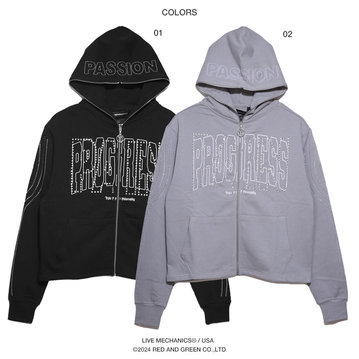 LIVE MECHANICS パーカー ショート丈 ブランド フーディ 長袖