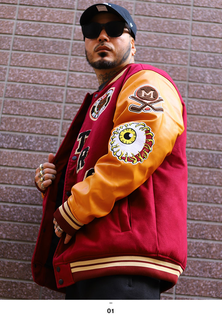 秋服　冬服　ミシカ　スタジャン MISHKA（ミシカ） アウター 長袖 スタジャン ブルゾン 大きいサイズ