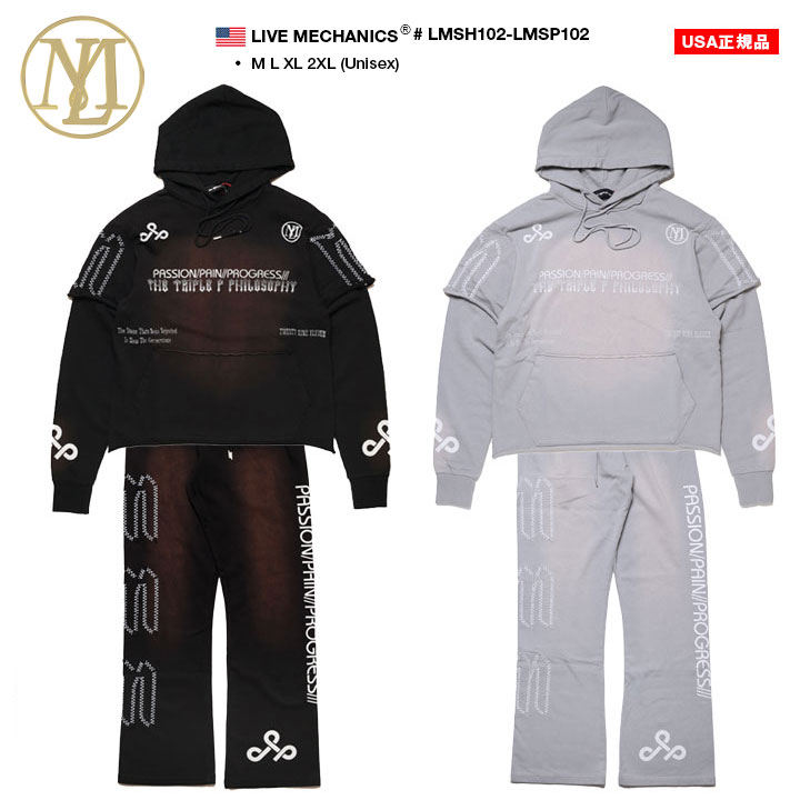 LIVE MECHANICS 上下セット 長袖 ブランド スケボー 大きいサイズ