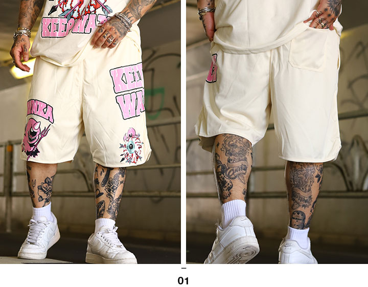 MISHKA ハーフパンツ バスパン 半ズボン 短パン 大きいサイズ
