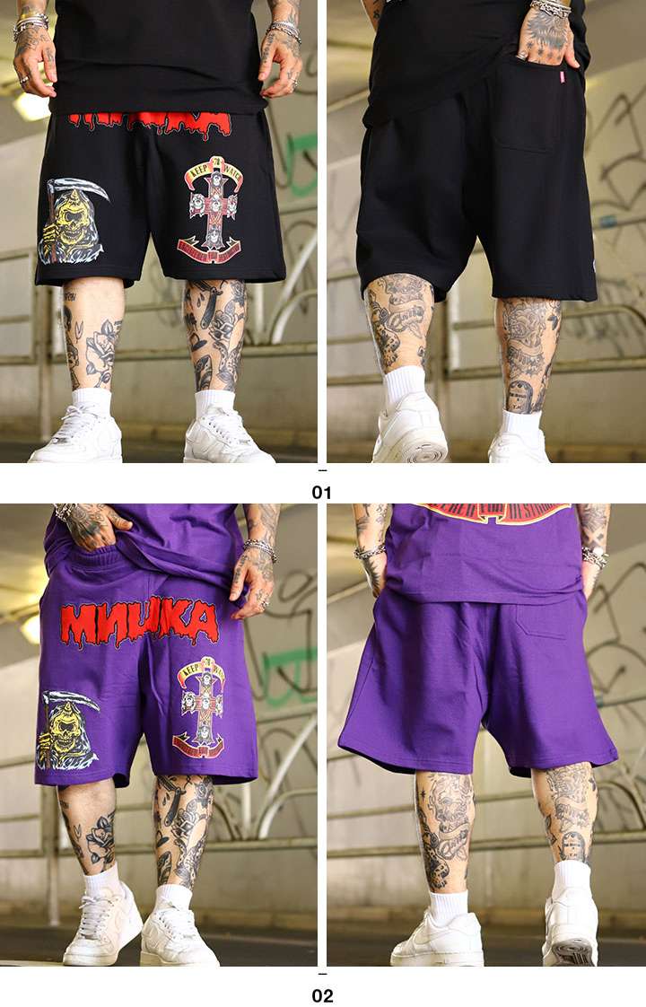 MISHKA（ミシカ） ハーフパンツ スウェット 裏起毛 半ズボン 短パン