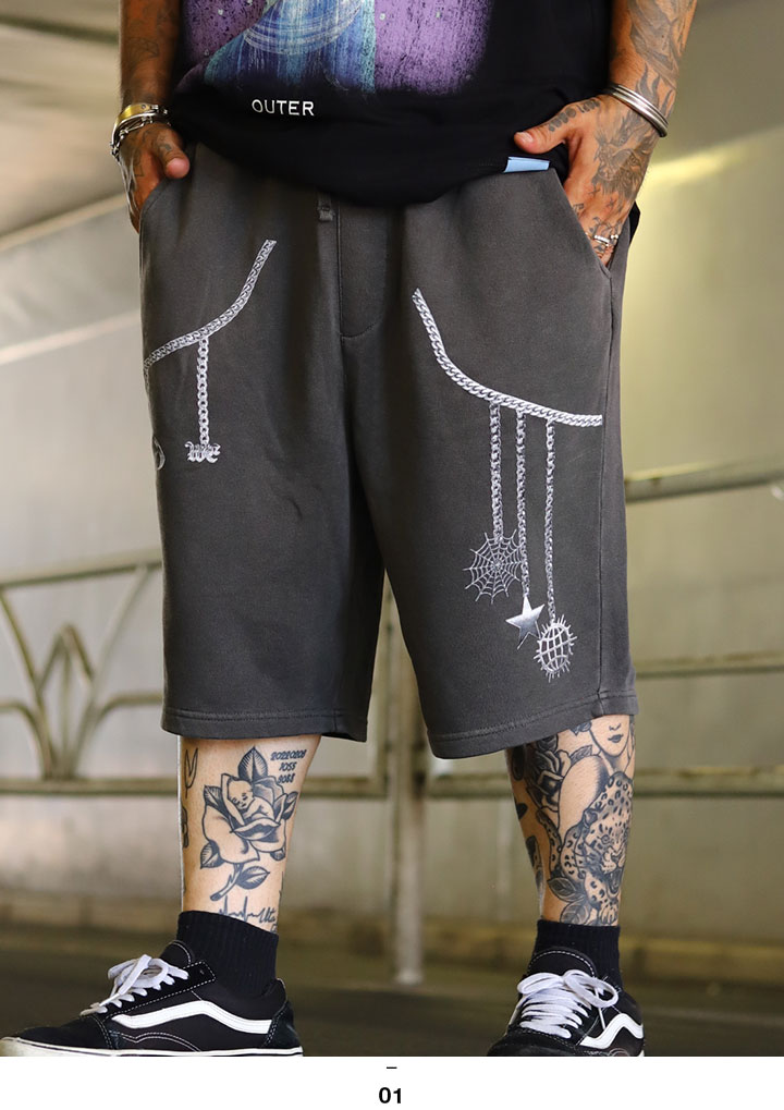 四星球スーシンチュウ廃盤ハーフパンツ黒バスパンLショートパンツ中古