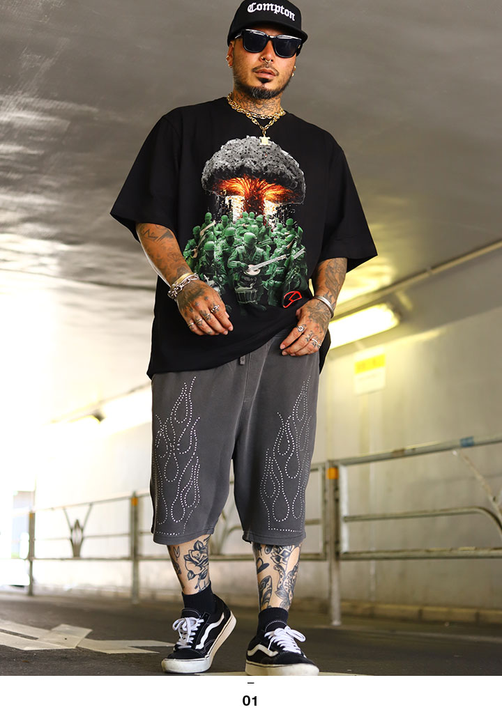 LIVE MECHANICS ハーフパンツ スウェット 半ズボン 短パン 大きい