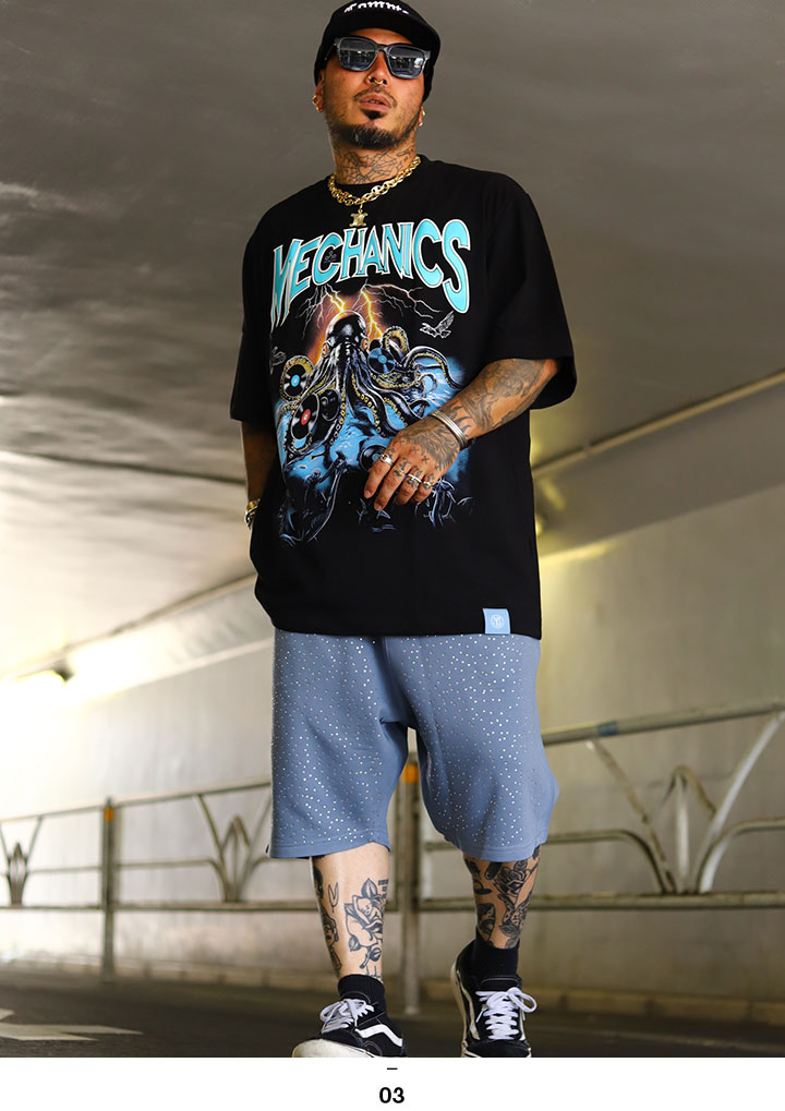 LIVE MECHANICS ハーフパンツ スウェット 半ズボン 短パン 大きい