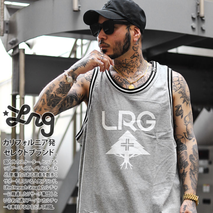 LRG ノースリーブ 大きいサイズ エルアールジー バスケットシャツ バスケシャツ タンクトップ 切り替え バイカラー ビッグシルエット オーバーサイズ｜weekindenim