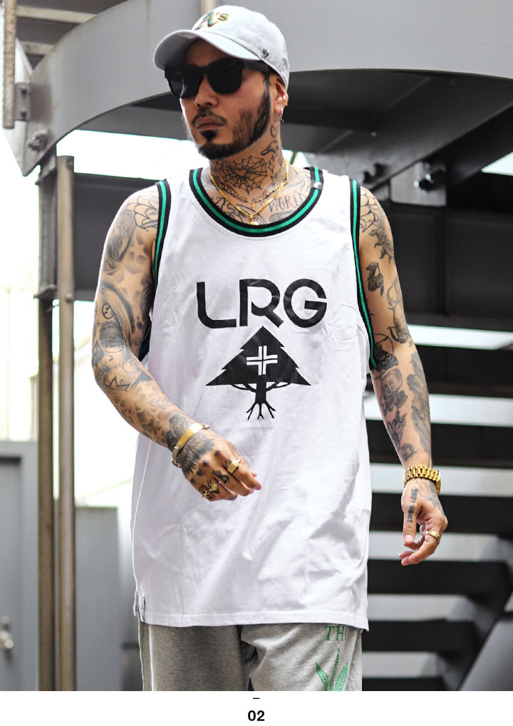 LRG ノースリーブ 大きいサイズ エルアールジー バスケットシャツ バスケシャツ タンクトップ 切り替え バイカラー ビッグシルエット オーバーサイズ｜weekindenim｜07