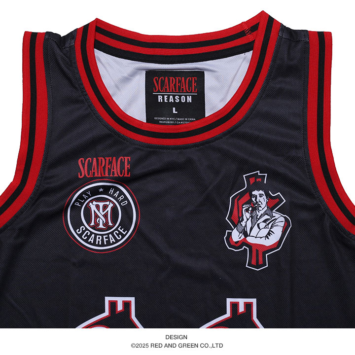 REASON × Scarface ノースリーブ バスケットボールシャツ REASON × 映画 スカーフェイス ノースリーブ 大きいサイズ