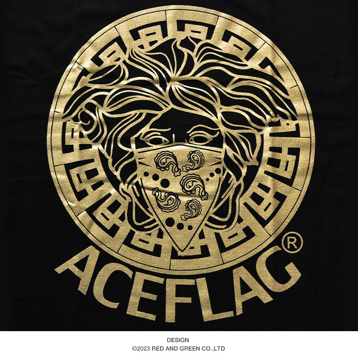ACE FLAG Tシャツ 半袖 大きいサイズ ビッグシルエット エースフラッグ かっこいい 大人 メデューサ 金プリント サークルロゴ ペイズリー柄 ヒップホップ ダンス｜weekindenim｜16