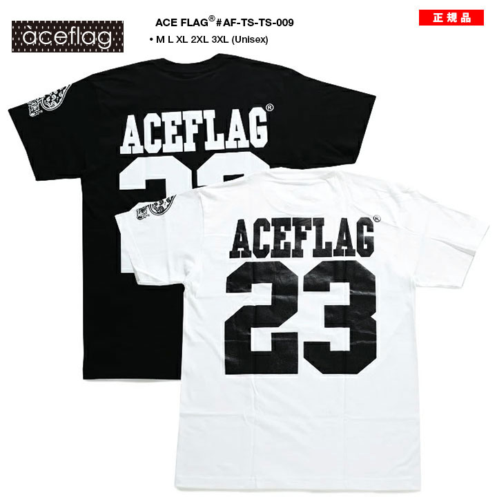 ACE FLAG Tシャツ 半袖 大きいサイズ ビッグシルエット エースフラッグ かっこいい 袖ロゴ スペード ペイズリー ナンバー 23 ヒップホップ ダンス ストリート系｜weekindenim｜04
