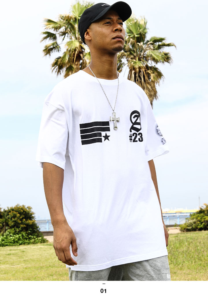 ACE FLAG Tシャツ 半袖 ビッグシルエット エースフラッグ かっこいい 袖ロゴ 国旗 スペード 英字 ロゴ ペイズリー柄 ヒップホップ ダンス ストリート系｜weekindenim｜05