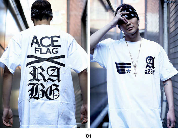 ACE FLAG Tシャツ 半袖 ビッグシルエット エースフラッグ かっこいい 袖ロゴ 国旗 スペード 英字 ロゴ ペイズリー柄 ヒップホップ ダンス ストリート系｜weekindenim｜08