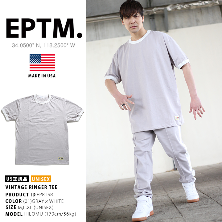 エピトミ EPTM Tシャツ 半袖 かっこいい 金 刺繍 バイカラー 切替 スポーツ グレー白｜weekindenim｜06