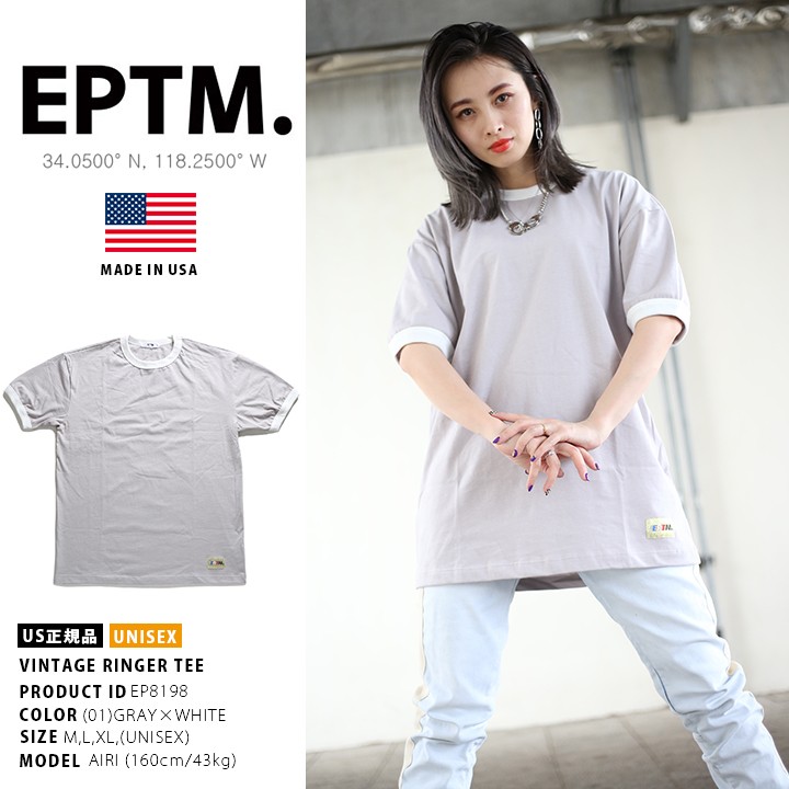 エピトミ EPTM Tシャツ 半袖 かっこいい 金 刺繍 バイカラー 切替 スポーツ グレー白｜weekindenim｜08