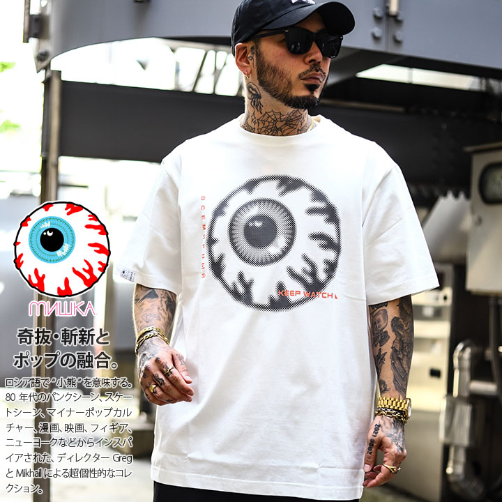 ミシカ MISHKA Tシャツ 半袖 大きいサイズ かっこいい おしゃれ 袖ロゴ