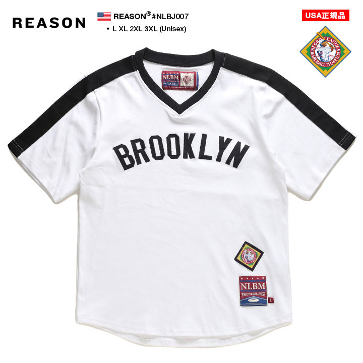 REASON × NLB ニグロリーグ Vネック 半袖 ジャージ Tシャツ 野球 