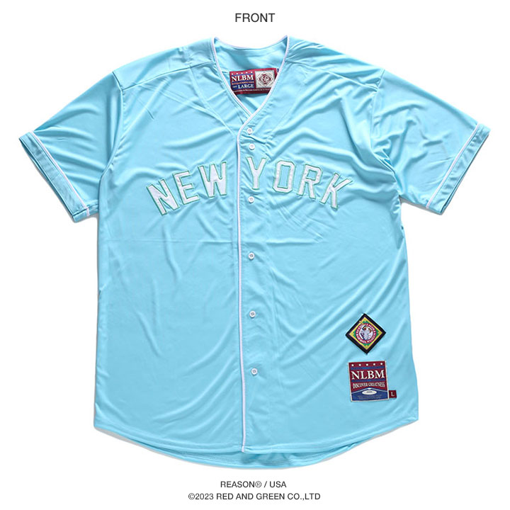 REASON × NLB ニグロリーグ ベースボールシャツ 半袖 ゲームシャツ ボタン 大きいサイズ NLBM コラボ 公式グッズ リーズン  半袖シャツ ビッグシルエット