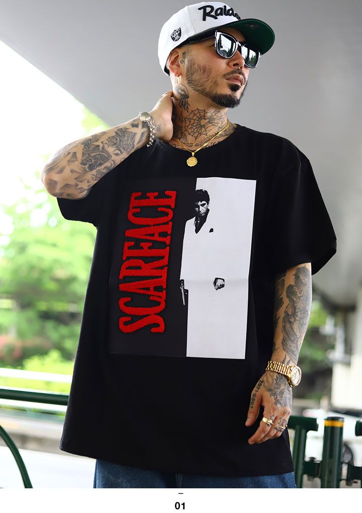 REASON × 映画 スカーフェイス Tシャツ 半袖 大きいサイズ Scarface 限定 コラボ 公式グッズ リーズン ビッグシルエット  オーバーサイズ