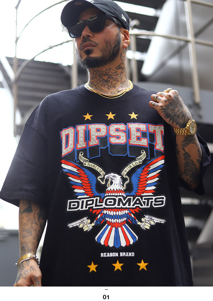 REASON × Dipset Tシャツ 半袖 大きいサイズ ディプセット The Diplomats ディプロマッツ 限定 コラボ 公式 リーズン  イーグルロゴ ビッグシルエット b系