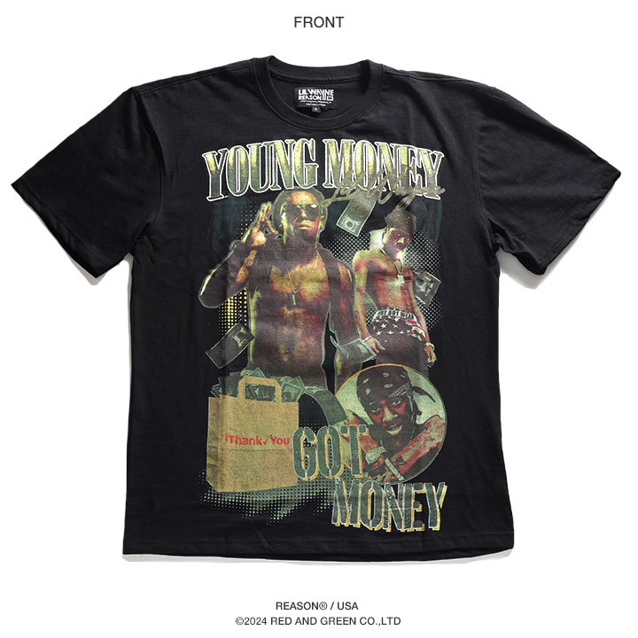 REASON × Young Money Tシャツ 半袖 メンズ 黒 大きいサイズ