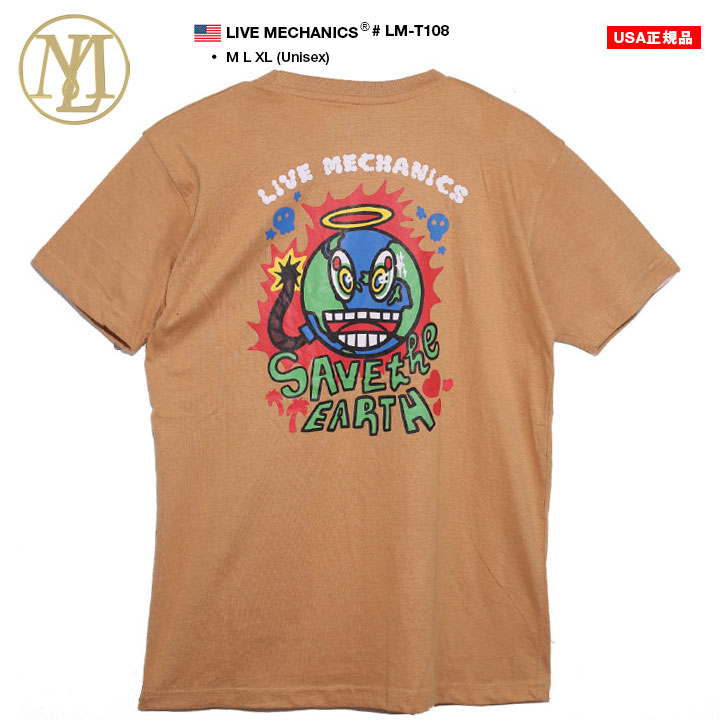 LIVE MECHANICS Tシャツ 半袖 ベージュ 大きいサイズ ライブメカニクス