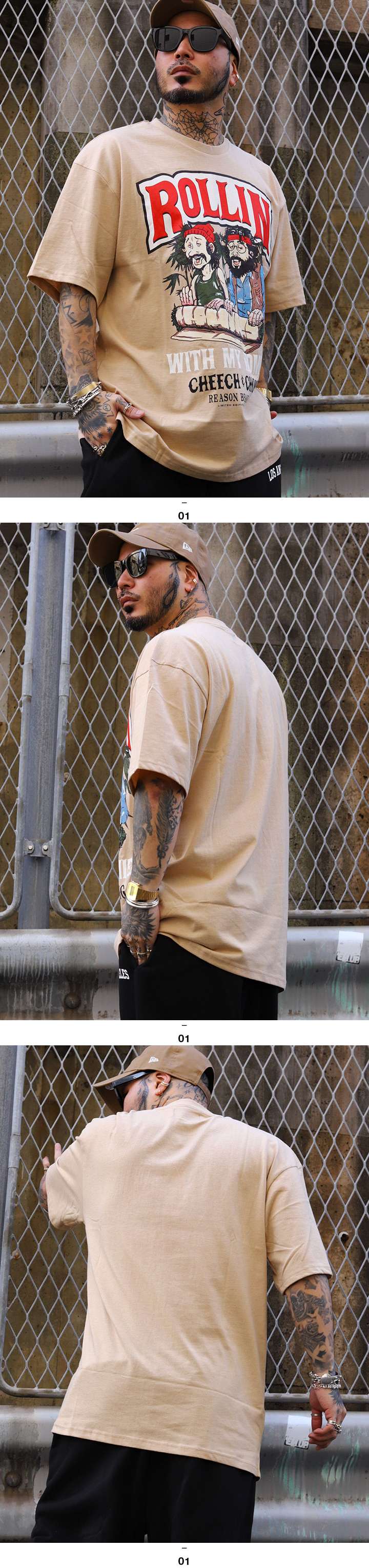 REASON × Cheech & Chong Tシャツ 半袖 大きいサイズ チーチ&チョン