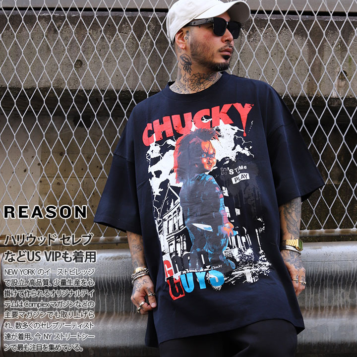 REASON × Chucky Tシャツ 半袖 メンズ 総柄 大きいサイズ チャッキー