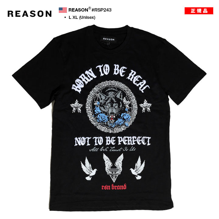 REASON Tシャツ 半袖 大きいサイズ リーズン 派手 総柄 メッセージ 狼