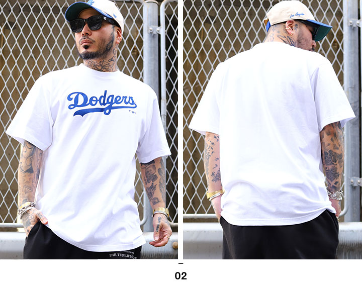 大好評〙Dodgers ホワイトTシャツ MLBロゴ付き（メンズ用M