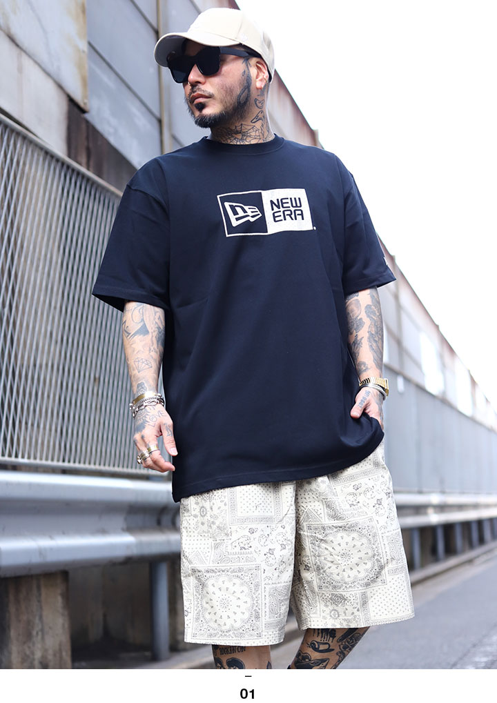 【NEW ERA】★男女兼用★MLBビッグペイズリーTシャツ NEWERA Tシャツ 半袖 メンズ 春夏用 黒 白 大きいサイズ ロゴ