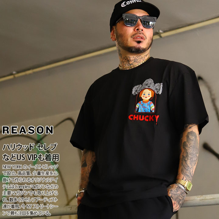 入手困難 送料無料 リーズン 'REASON × Chucky Tシャツ コラボ REASON × Chucky Tシャツ 半袖 大きいサイズ チャッキー Child's