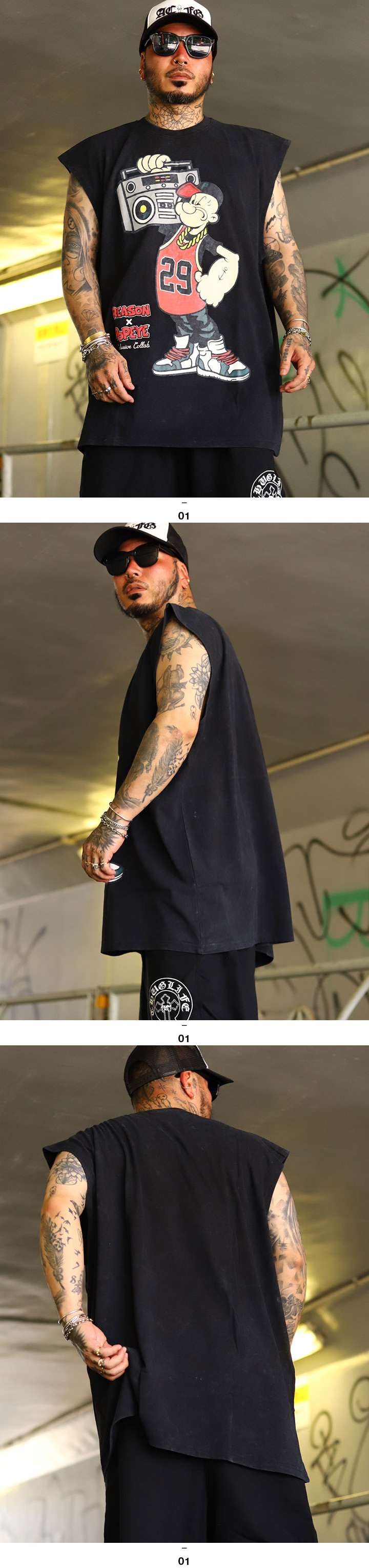 REASON × ポパイ Tシャツ 半袖 大きいサイズ Popeye 限定 コラボ