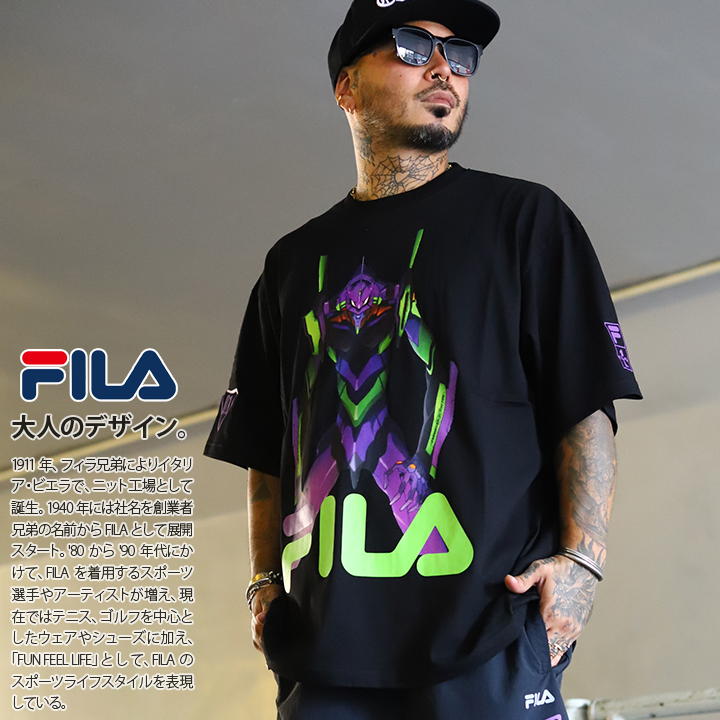 FILA（フィラ） × 新世紀エヴァンゲリオン Tシャツ 半袖 大きいサイズ 
