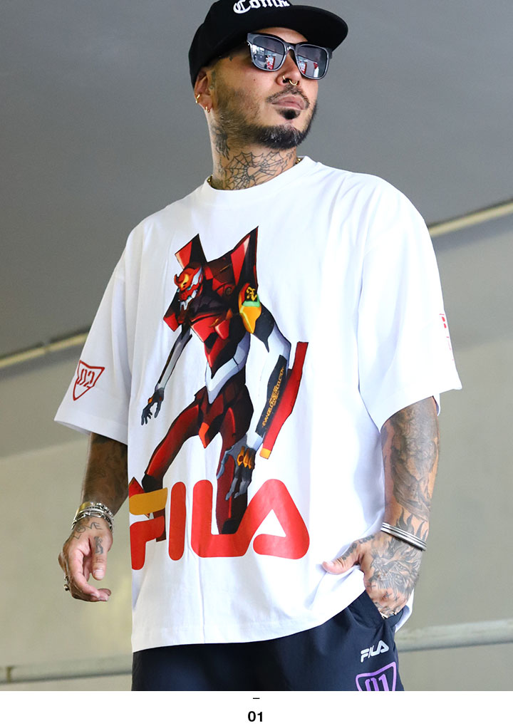 FILA × 新世紀エヴァンゲリオン Tシャツ 半袖 メンズ 春夏用 白 大きいサイズ エヴァンゲリヲン 限定 コラボ 公式 フィラ ヱヴァンゲリヲン新劇場版 新劇場版シリーズ EVA 弐号機 2号機 式波 アスカ ラングレー搭乗機 赤 ストリート系 ブランド 服 2025秋冬 新作 25SPU8003 FILA（フィラ） × 新世紀エヴァンゲリオン Tシャツ 半袖 大きいサイズ