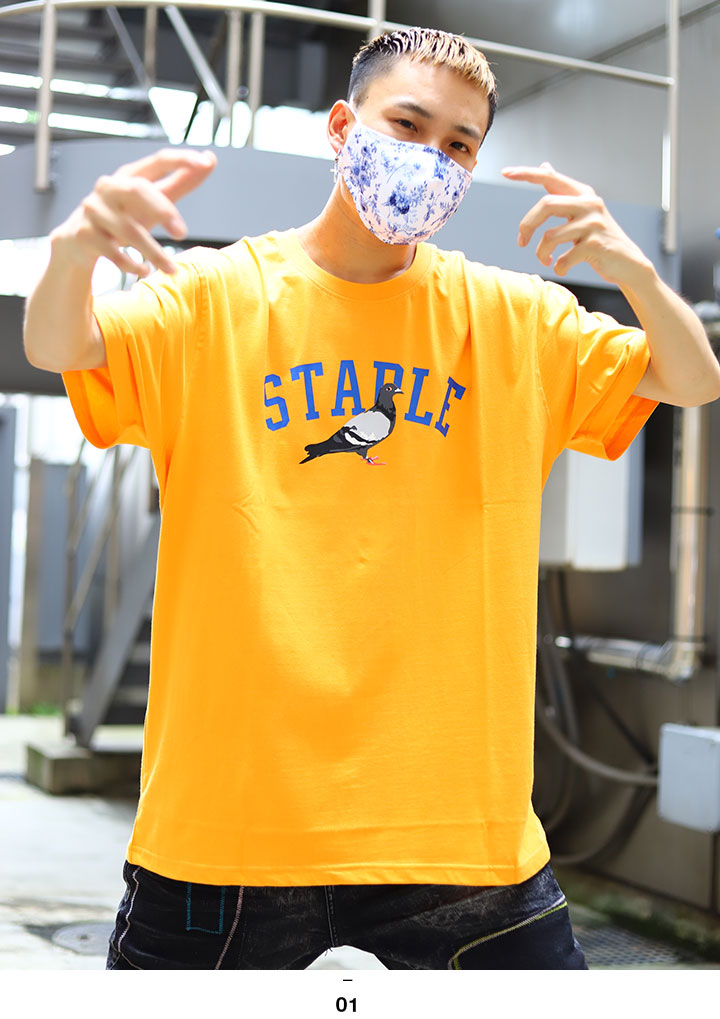 ステイプル STAPLE Tシャツ 半袖 定番ロゴ 大きいサイズ かっこいい おしゃれ カレッジロゴ 鳩 シンプル ゆったり ビッグシルエット