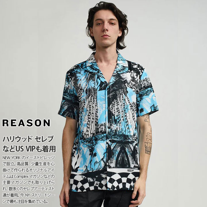 入手困難 リーズン REASON 半袖シャツ 総柄 アロハシャツ REASON 半袖シャツ 大きいサイズ リーズン 柄シャツ アロハ