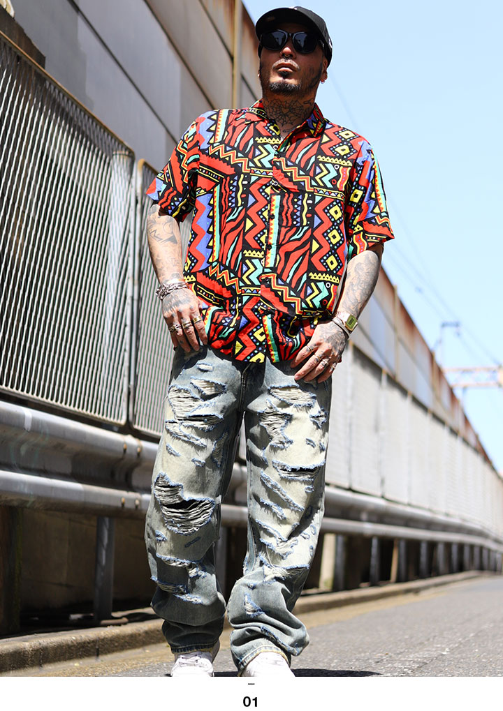 REASON 半袖シャツ 大きいサイズ リーズン 柄シャツ アロハ