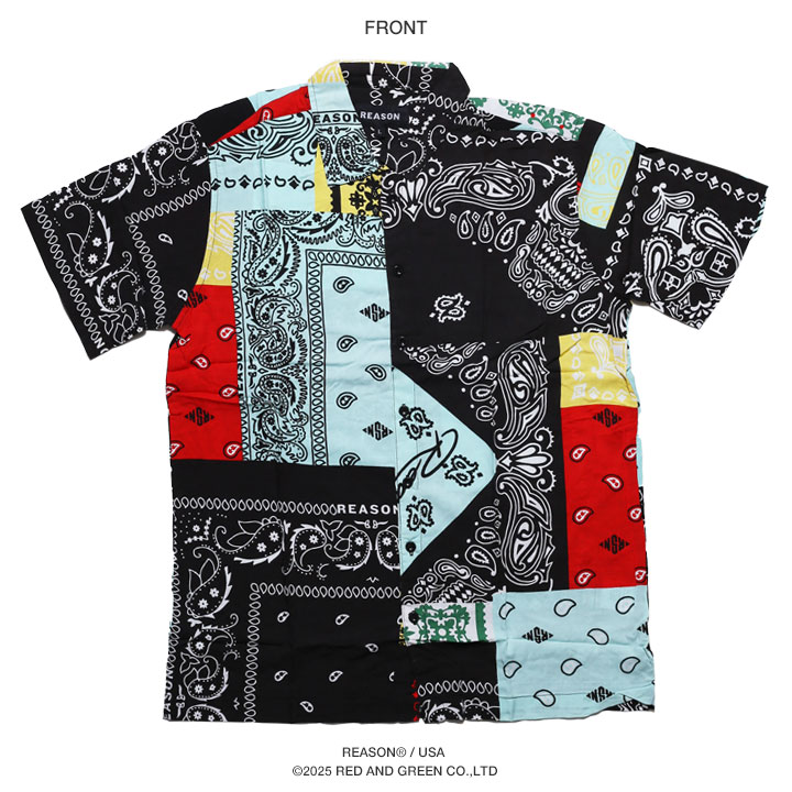 REASON 半袖シャツ 大きいサイズ リーズン 柄シャツ アロハシャツ 総柄