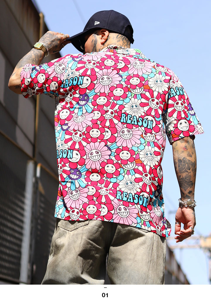 REASON 半袖シャツ 大きいサイズ リーズン 柄シャツ アロハ