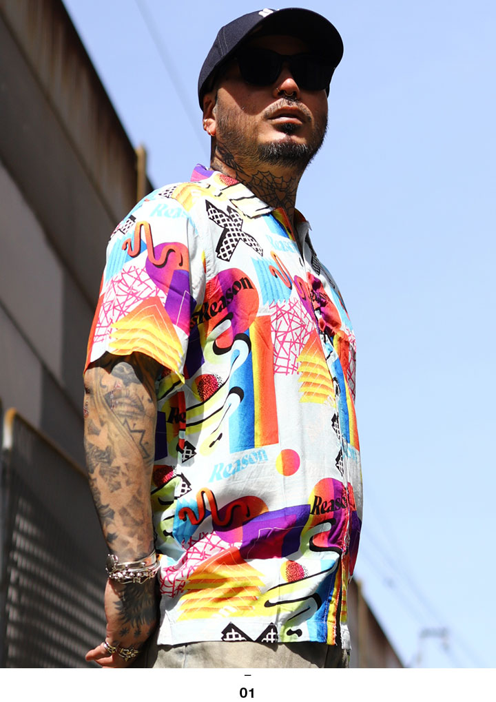 REASON 半袖シャツ 大きいサイズ リーズン 柄シャツ アロハ